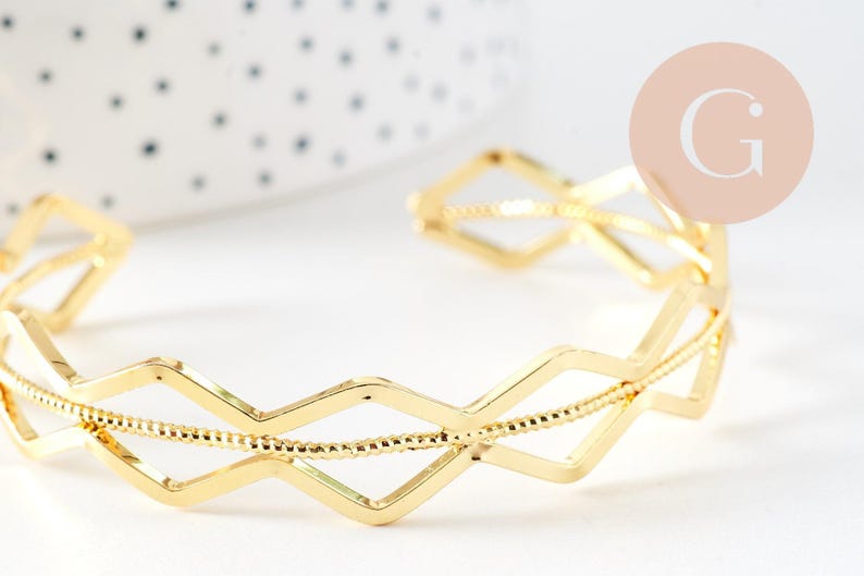 Bracelet jonc réglable lisange laiton doré 14k 50mm, x1 (G4698)