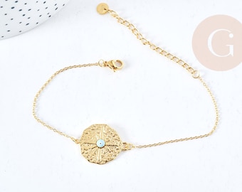 25mm gold 304 stainless steel protective eye star medal bracelet, woman mother's day birthday gift idea, unit G8797