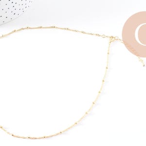 Collier Chaine fine complète avec fermoir cuivre doré singapour 16K 1.3 mm-45cm, x1 (G0635)