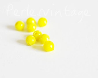 Perles verre jaune,perles rondes, perles verre,perles jaunes, création bijoux, perle colorée,lot de 10 perles, 6mm-G2090