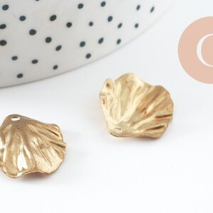 Pendentif feuille laiton brut 20mm, création bijou laiton brut, x2 (G0523)