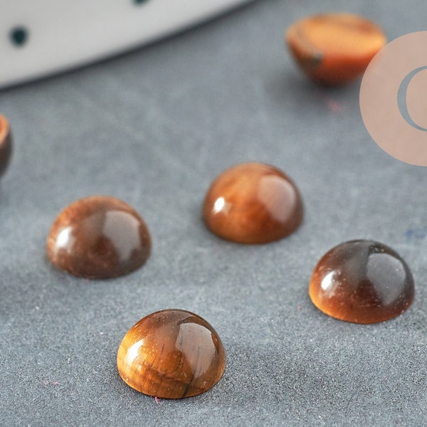 Cabochon œil de tigre marron, cabochon rond, œil de tigre naturel, cabochon pierre,pierre naturelle,6mm, X1 G0012