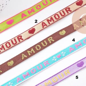 Love text ribbon 10mm, a quality embroidered ribbon for sewing or jewelry making, x1 meter (G10267)