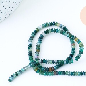 Natural green agate rondelle bead 4x2mm, x1 strand of 39cm (G5527)