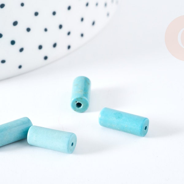 perle tube howlite turquoise 13mm,perle tube création bijoux, X10  G0388