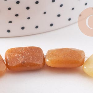 Perle rectangle jade jaune naturel, 16mm, x1 fil de 21cm (G2742)