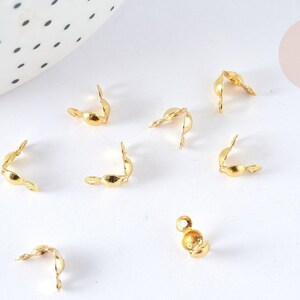Stainless steel 304 ball chain knot covers, gold-plated, 7.5mm, x10 (G7321)