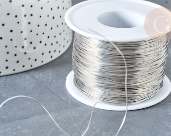 304 stainless steel wire, platinum silver plated, 0.5mm, x1 Meter (G8195)