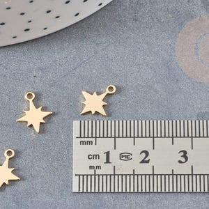 Pendentif étoile polaire acier 304 inoxydable doré IP 11.5mm, x2 (G6326)