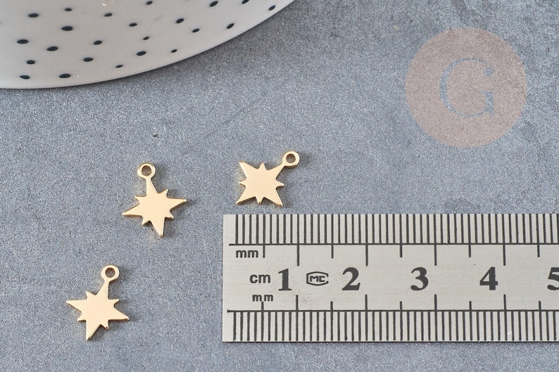 Pendentif étoile polaire acier 304 inoxydable doré IP 11.5mm, x2 (G6326)