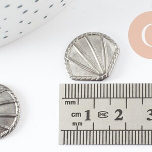 cabochon coquillage acier inoxydable platine 18.5mm, x1 (G10193)