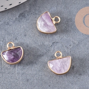 Pendentif lune améthyste,pendentif bijoux,pendentif pierre, pierre naturelle,amethyste naturelle,pendentif pierre,13.5mm x1 -G6309
