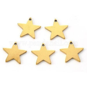 Gold stainless steel star pendant 12mm, a hypoallergenic steel jewel without nickel release, 12mm X1 G6147