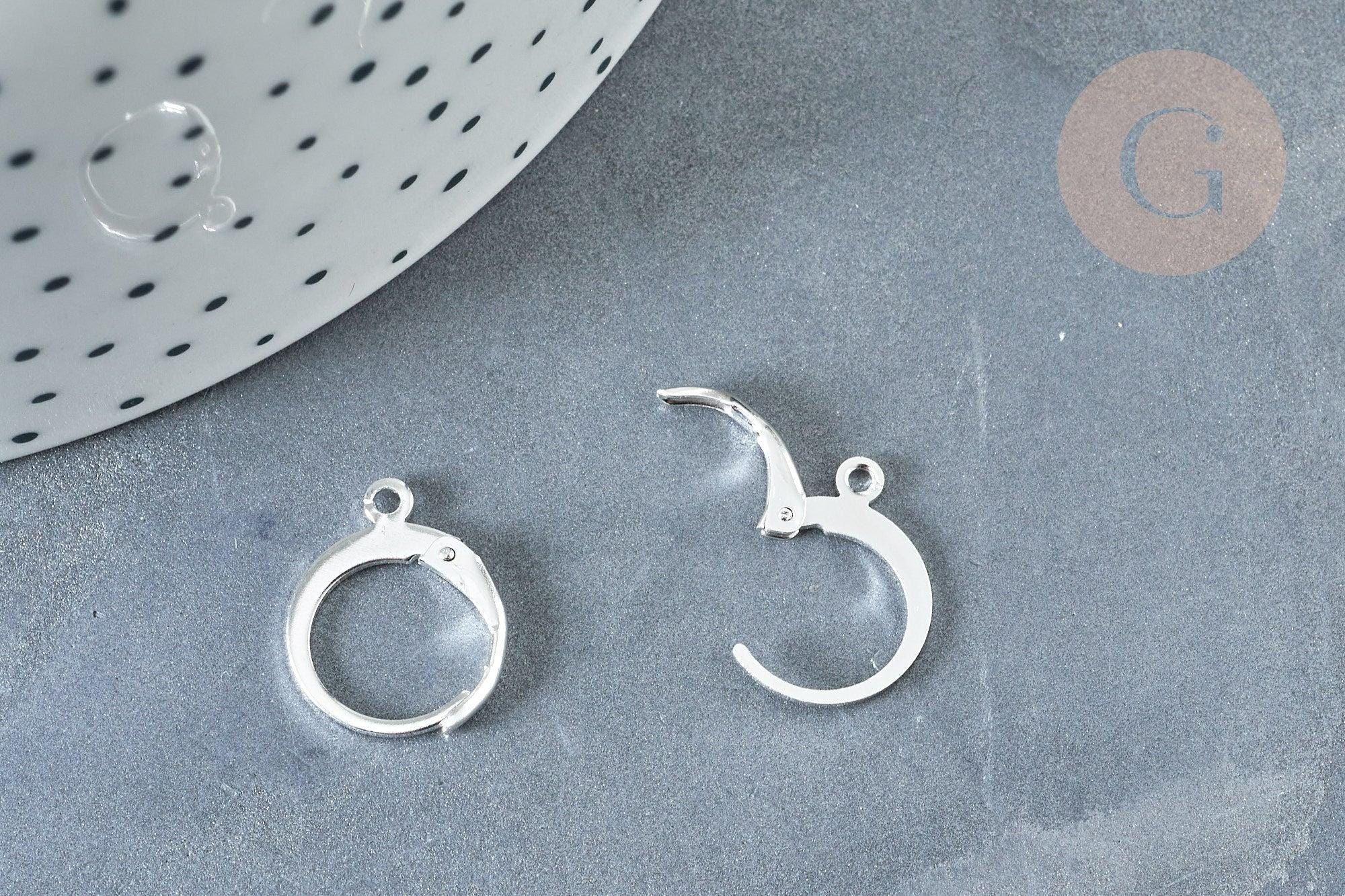 Lot De 10 Supports De Boucles D'oreilles Dormeuses Argentées 19x10mm - Neuf, Sans Marque