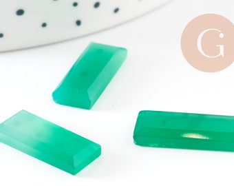 Cabochon rectangle onyx naturelle verte facetté 20x8mm, cabochon pierre naturelle pour création bijoux,4mm,  X1 G9403