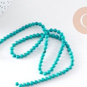 Perle howlite turquoise Bijou pierre naturelle 4mm, x1 fil de 38cm (G5168)