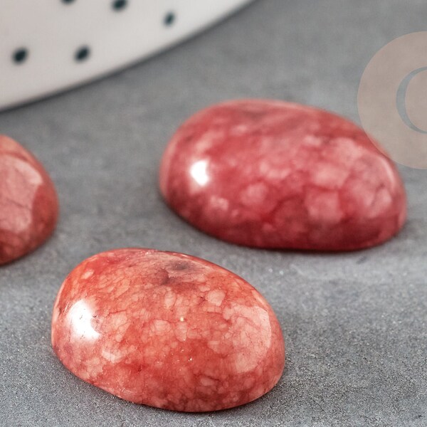 Cabochon jade marbré rouge, cabochon ovale, jade naturel,18 x13mm,  cabochon pierre, pierre naturelle, X1 G2923