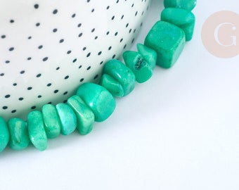 Perle jade vert teinté nugget 8-18mm, pierre naturelle pour bijoux DIY, le fil de 83cm G7069