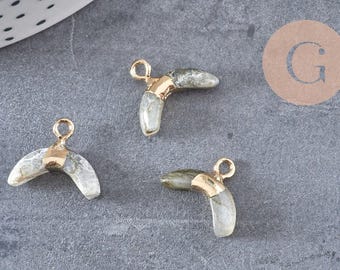 Pendentif corne labradorite,pendentif bijoux,lune labradorite,bijou pierre,pendentif pierre,labradorite naturelle,21mm-G927