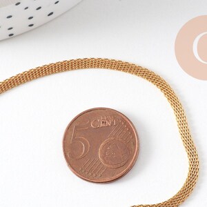 Collier chaine maille complète acier 304 inoxydable dorée 14k 3mm/45cm, x1 (G0580)