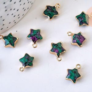 Pendentif étoile rubis sur zoisite naturelle facettes,rubis sur zoisite naturelle, pendentif étoile,17mm, x1 (G5635)