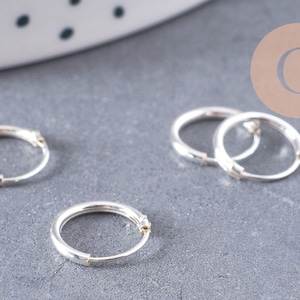 Fine solid 925 silver creoles 10mm, pair (G3261)
