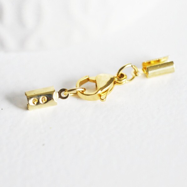 Lobster clasp and ends 304 stainless steel gold 36mm, for creating jewelry gold stainless steel, unit, 36mm, X1 G4006