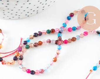 Multicolored jade rondelle bead, jade bead, natural stone, natural jade, faceted bead, jade, 4mm, 38cm thread, x1 (G1989)
