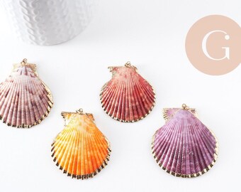 Natural shell pendant, gold-plated, gold pendant, shell jewelry, gold shell, 50mm x1 (G0933)