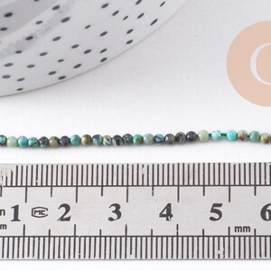Perle Jaspe turquoise africaine naturelle 2mm,x1 fil de 39cm (G1541)