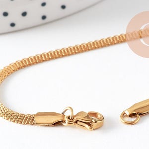 Collier chaine maille complète acier 304 inoxydable dorée 14k 3mm/45cm, x1 (G0580)
