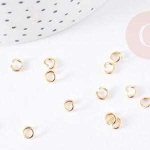 Pierścienie okrągłe ze stali nierdzewnej 304, pozłacane, 5 mm, x10 lub x50 (G2956)