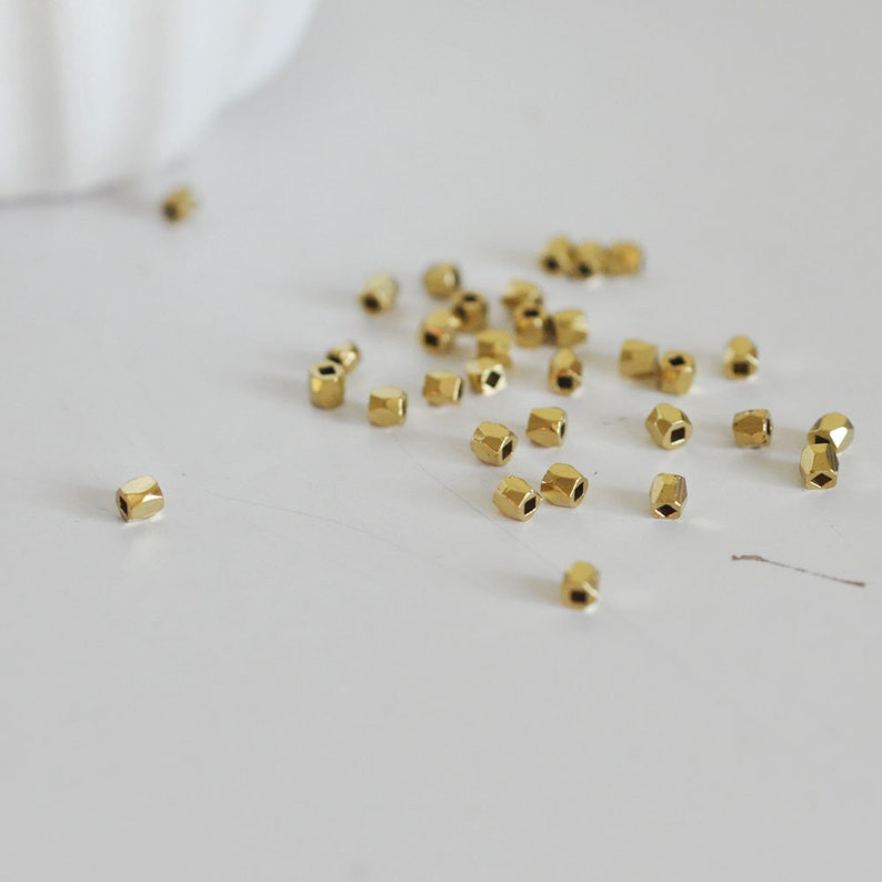 100-200 lot faceted infill beads raw brass pearl 2.5mm creative supply golden beads