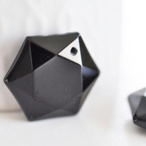 Obsidian hexagon pendant, craft supplies, stone pendant, natural obsidian, jewelry making, natural stone, 29mm-G1483