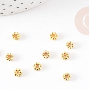 Gold-plated brass flower washers, gold beads, jewelry making, spacer beads, 4.5mm, x50 G5600