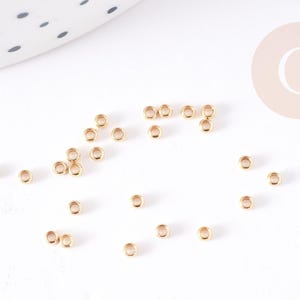 Gold-plated 304 stainless steel crimp beads, 2x1mm, x100 (1.2g) (G1179)