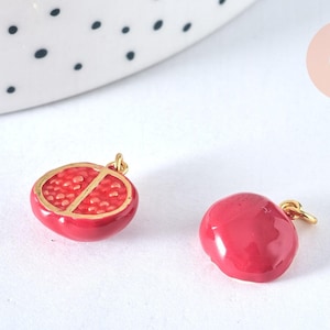 18K gold pomegranate pendant, fruit pendant, jewelry creation, fruit pendant, gold pendant, 13.3mm, G6883