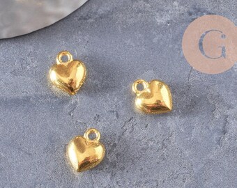Perle coeur zamac doré,fournitures créatives, sans nickel,creation bijoux,perle géométrique,11.5mm,lot de 10 G3608