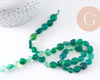 10 Perles Agate Mousse Nuggets Olives - Forme Ovale 6-11mm Vert Blanc