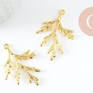 18K gold-plated zamac coral pendant 36mm, shell pendant, gold-plated brass, coral pendant, jewelry creation, x1 G9488