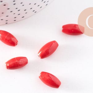 Perline ovali in porcellana rossa, perline in ceramica, porcellana smaltata, perline ovali, creazione di gioielli, 1,6 cm, x5 G5380