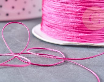 Fuchsia pink braided polyester cord, 0.6mm, jade wire cord for jewelry, x1 meter G8454