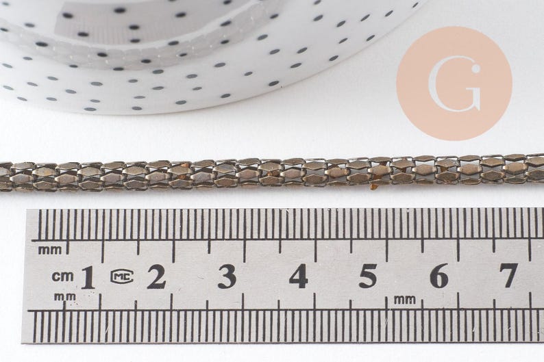 Chaine serpent écailles bronze, chaine bijou, fantaisie,grossiste chaine,5 mm, x1 metre, (G2495)