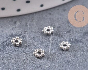 Spacer beads, flower-shaped washers, 304 stainless steel, platinum plated, 4mm, x10 (G10904)