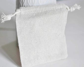 Wit ecru katoenen sieradenzakje 12cm, x1 (G2376)