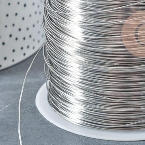 Fil d'acier 304 inoxydable platine argenté 0.6mm, x1 mètre, (G8846)