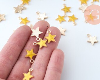 Golden zamac star pendant yellow resin 15mm, golden pendant for jewelry creation, set of 5 G6107