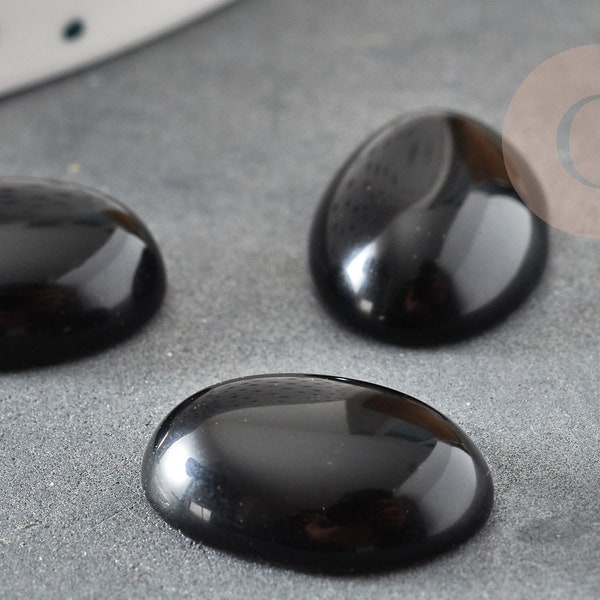 Cabochon obsidienne noire ovale dôme, cabochon pierre naturelle , 18x13mm, X1 G2066