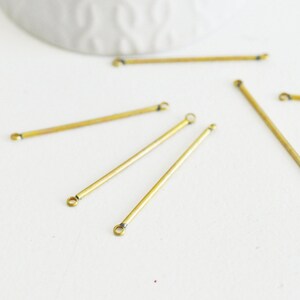Raw brass round bar connector pendant, nickel-free, brass bar, bar pendant, 40mm, x10 (G4877)