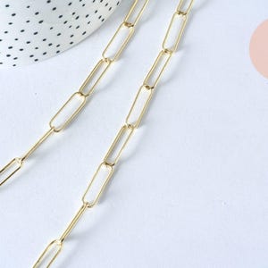 Light gold-plated brass chain, rectangular link, necklace chain, wide chain, 20x6.5mm, complete chain 47.5cm, x1 G2630